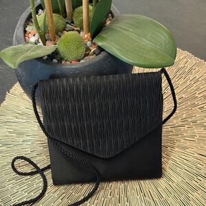Black Cocktail Clutch with Braided Strap